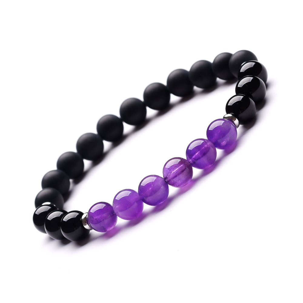 10pc/set 8MM black onyx amethyst Beads Antique Beads Energy Yoga Bead Hand Weaving Drawstring Bracelet for gift women handmade jewelry