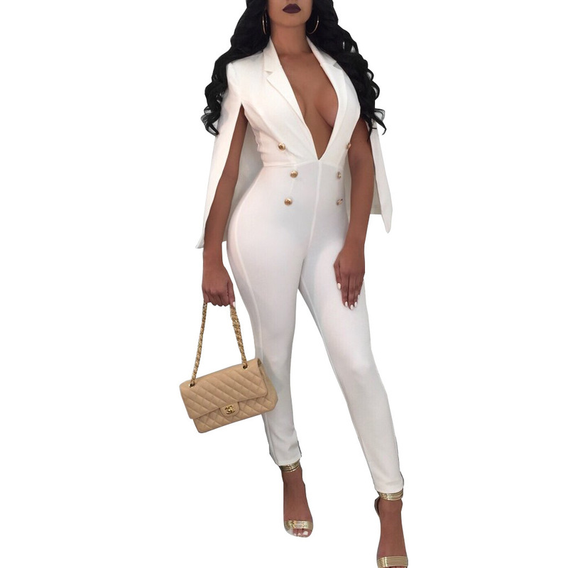 Misstyle Casual Fashion Sexy Cloak Sleeve Jumpsuits Women Sexy Long Pant Jumpsuit V Neck Clubwear Costume Rompers