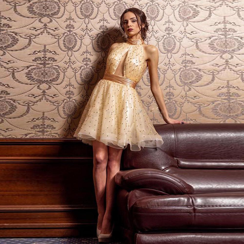 Sexy Short Length Gold Prom Dresses Beaded High Collar Sexy Back Cocktail Dress Party Wear Custom Made Special Occasion Gowns, Chocolate
Sexy Short Length Gold Prom Dresses Beaded High Collar Sexy Back Cocktail Dress Party Wear Custom Made Special Occasion Gowns, Chocolate