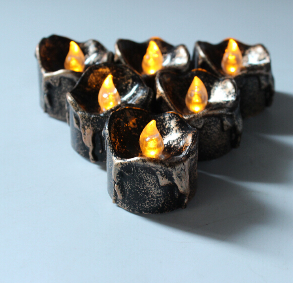 Party Decoration Halloween Black Flameless Candles Flash LED Battery Powered Light Candles