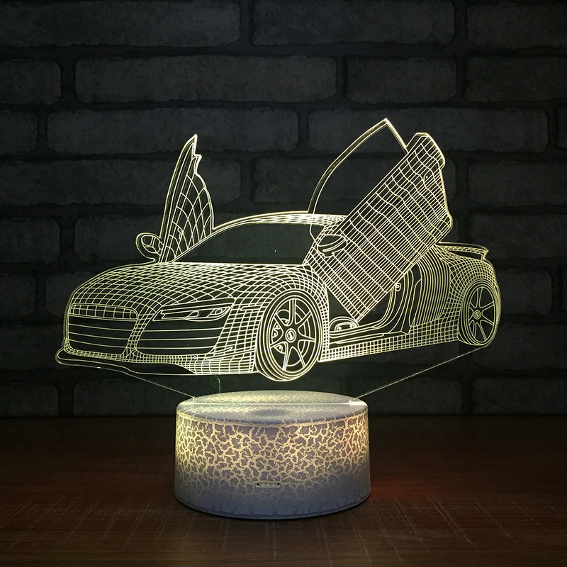 Creative Racing Car 3D Acrylic LED Night Light Touch 7 Color Change Desk Table Lamp Party Decorative Light