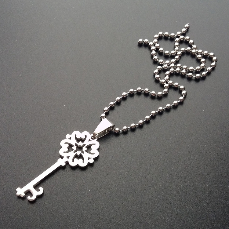 1pcs stainless steel retro flower key necklace love heart lock unique symbol key necklace snowflake unlocking tool hollow key love necklace