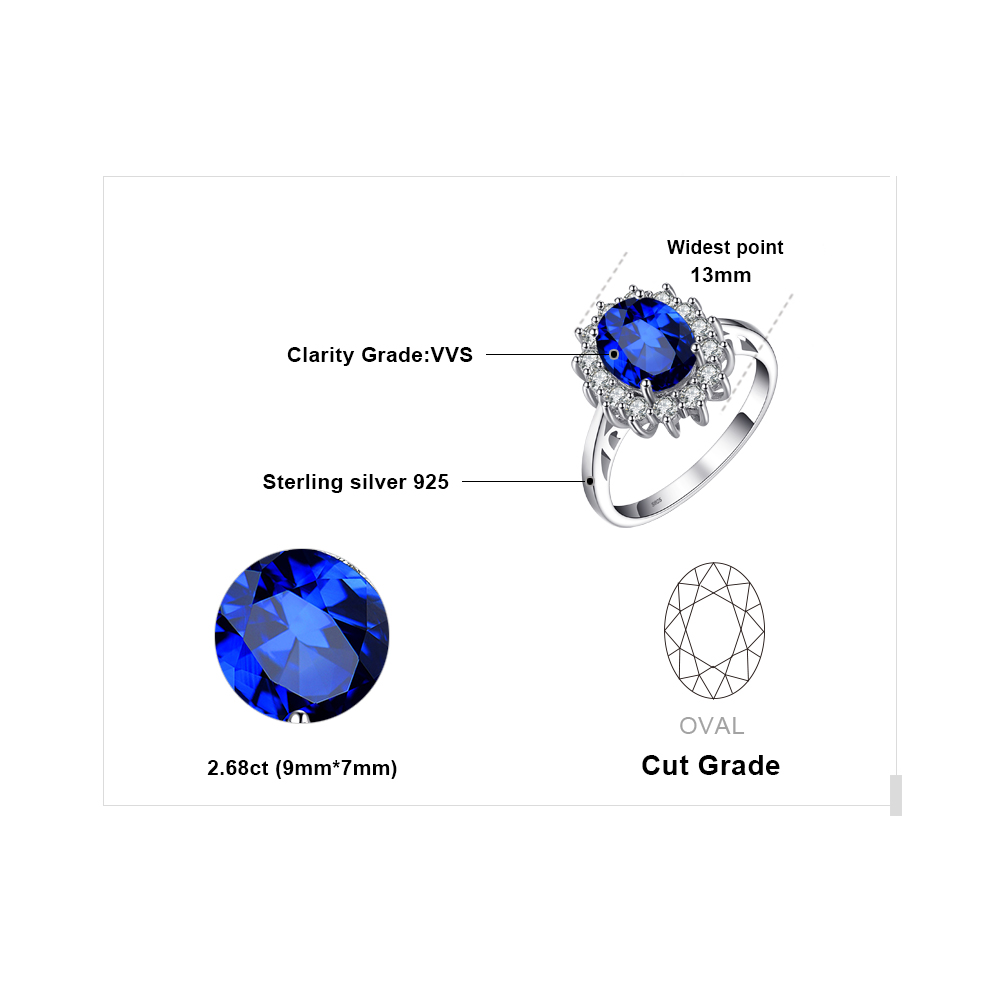 Blue Sapphire Engagement 925 Sterling Silver Ring Wedding jewelry desinger rings8910776