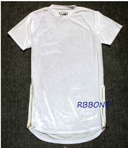 Hi-Street Men Extended T-Shirt Velour Mens Hip Hop Longline T Shirts Golden Side Zipper Velvet Curved Hem Tee Shorts