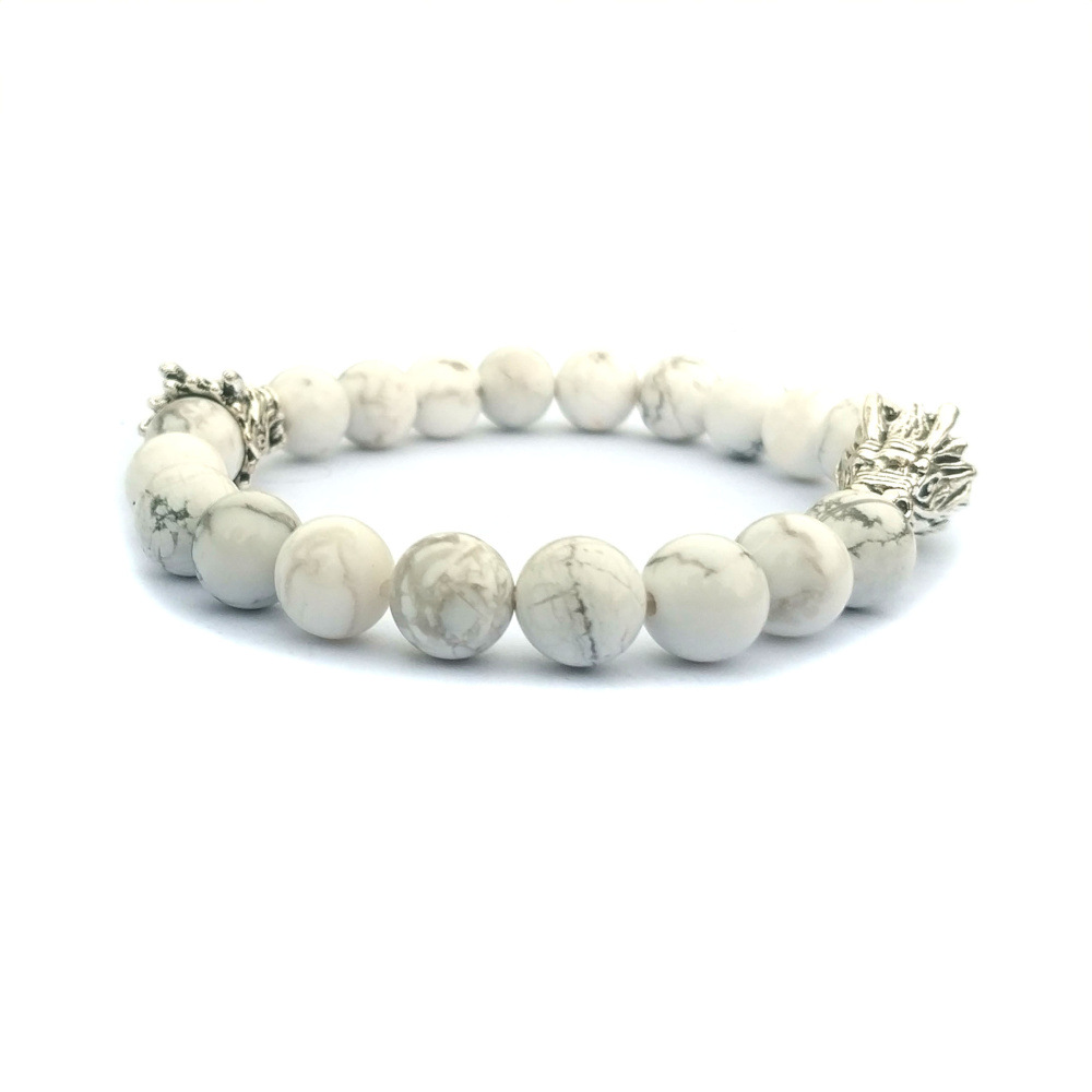 10pc/set 8MM howlite Beads Antique Beads Energy Yoga Bead Hand Weaving Dragon Bracelet for gift women custom jewelry