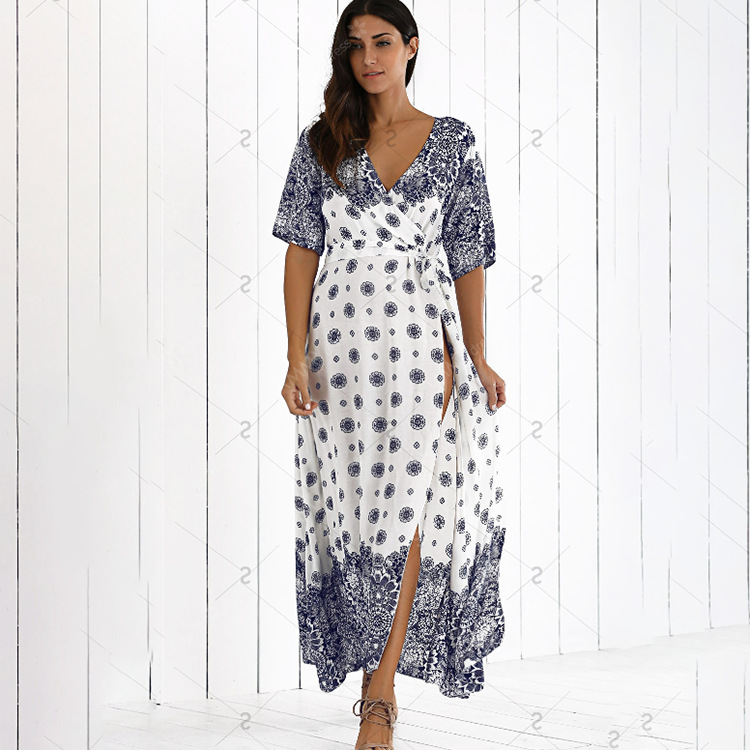 Women Long Dress Retro Mid-Calf Bohemian Floral Print V Neck Short Sleeve Casual Fits M- 3XL Spring Autumn Fashion Clothes, Blue
Women Long Dress Retro Mid-Calf Bohemian Floral Print V Neck Short Sleeve Casual Fits M- 3XL Spring Autumn Fashion Clothes, Blue