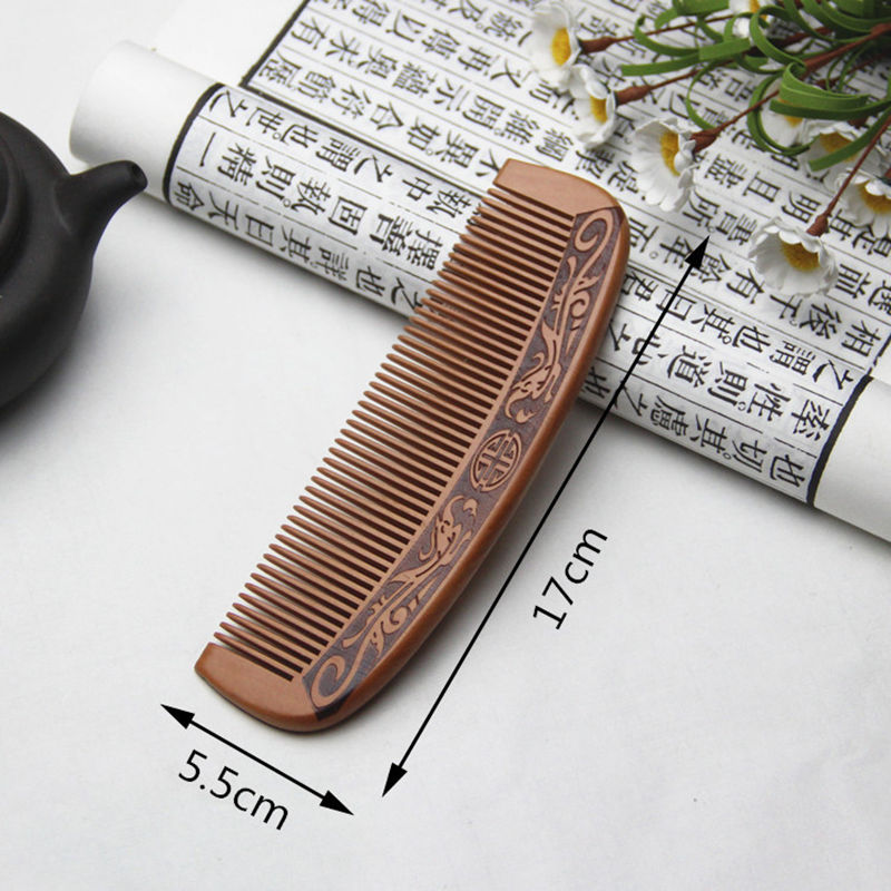 Natural Peach Wood Comb Popular Natural Health Care Hair Comb Hairbrush With Handle Massager fast shipping F1203