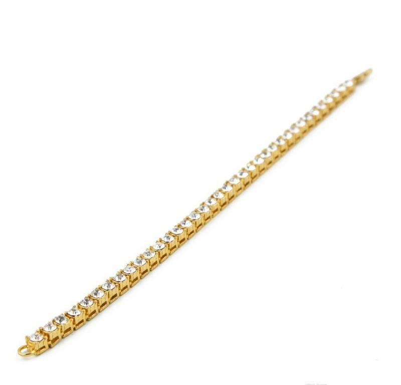 Hip Hop Bracelet Gold Plated Bling Bling 1 Row Iced Out Cz Bracelet Top Fashion Mens Jewelry Y101