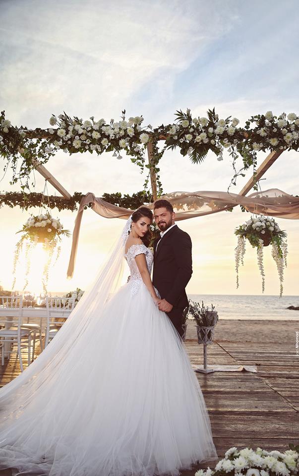 Designer Said New Mhamad Lace Ball Gown Dresses Tiered Tulle Off Shoulder Applique Sweep Train Wedding Bridal Gowns Robe De Marie s