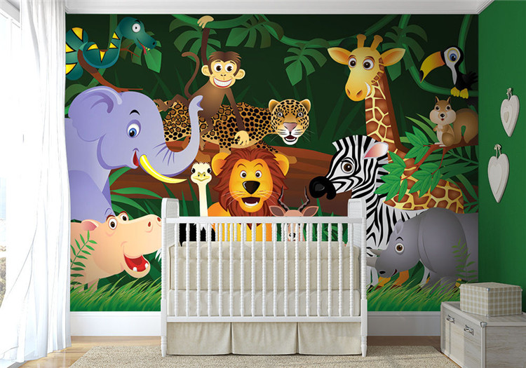 Mural Jungle Animals Wallpaper Mural 3D wallpaper for child bedroom TV backdrop wallpaper Home Decor mural