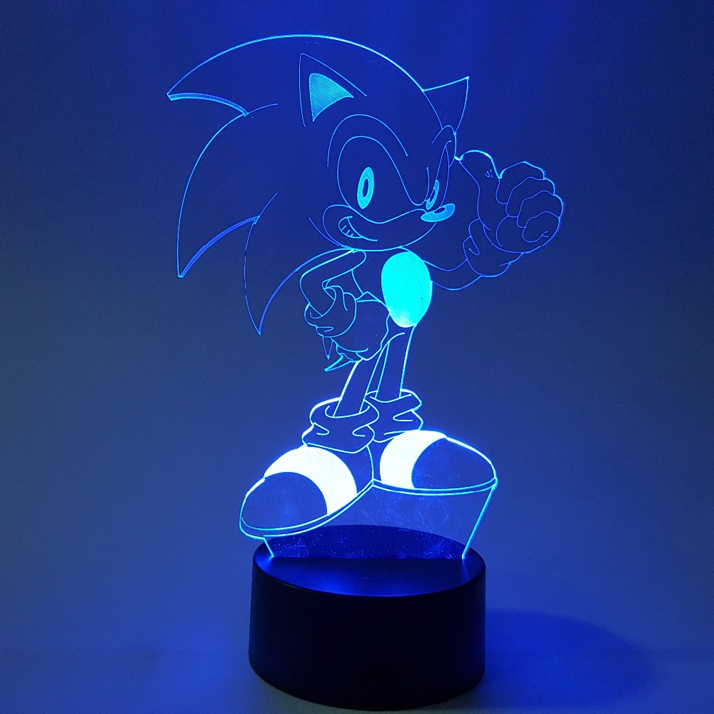 Sonic 3D Nightlight Visual Illusion LED RGB Changing Sonic The Hedgehog Action Figure Novelty Light For Christmas