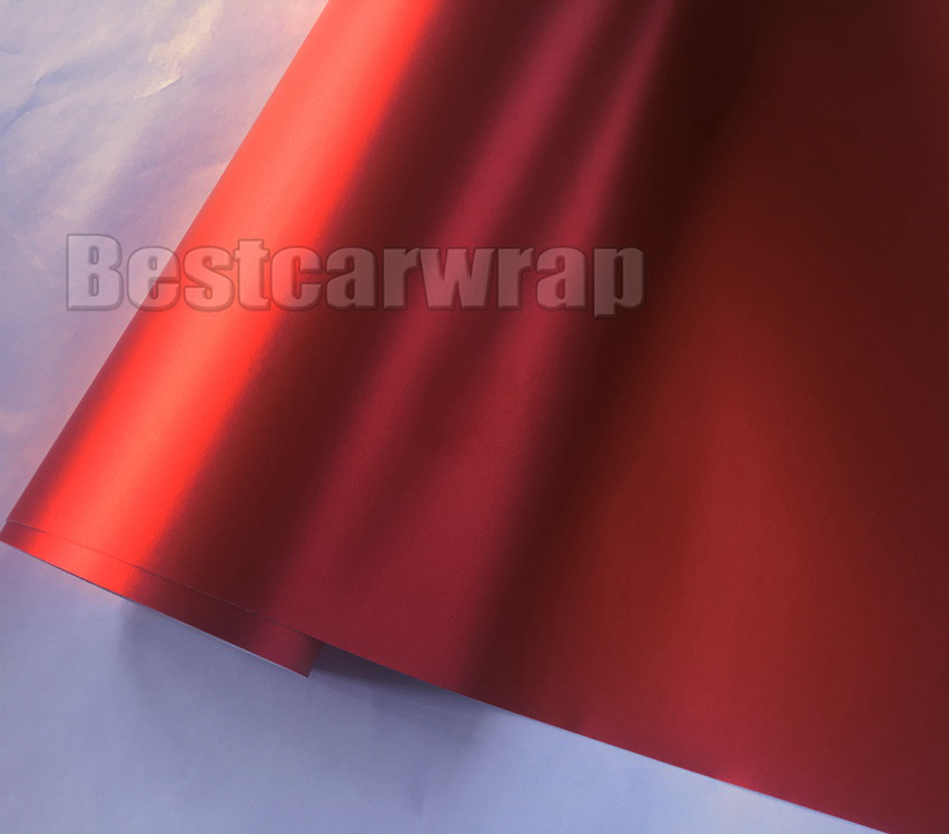 Premium Red Satin Chrome Vinyl Wrap paper sticker for Car Wrap with Air Bubble Free size1.52x20m/Roll 5x67ft