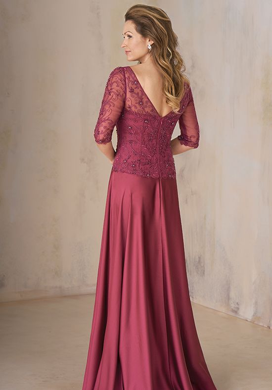 Burgundy Mother Of The Bride Dresses V Neck Chiffon Half Long Sleeve Floor Lengthn Elegant Wedding Guest Dress For Mother Lace Evening Gowns