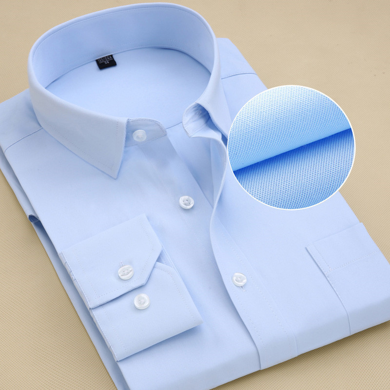 Recommend 8xl 2018 twill solid long sleeve business men dress shirts with pocket work plus size quality well fit male blouses D18102408