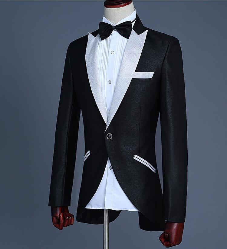 Magician Little Swallowtail Suit Men's Vocal Chorus Conductor Performance Gown Coat Nightclub Bar Hoster Suits Wedding Formal Tuxedos