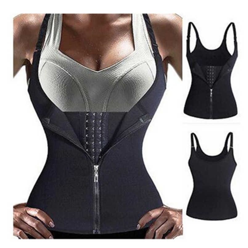 New Bodysuit Women Slimming Zipper Waist Trainer Cinta Modeladora Hot Body Shaper Tummy Waist Cincher Tank Corrective Shapewear