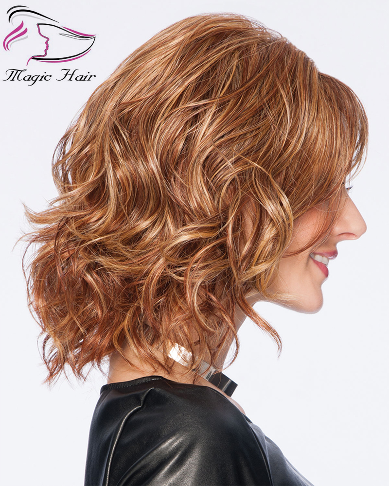 Evermagic wavy bob hair cut golden blonde full lace wig 130% density remy human hair high quality Brazilian bob wig for women