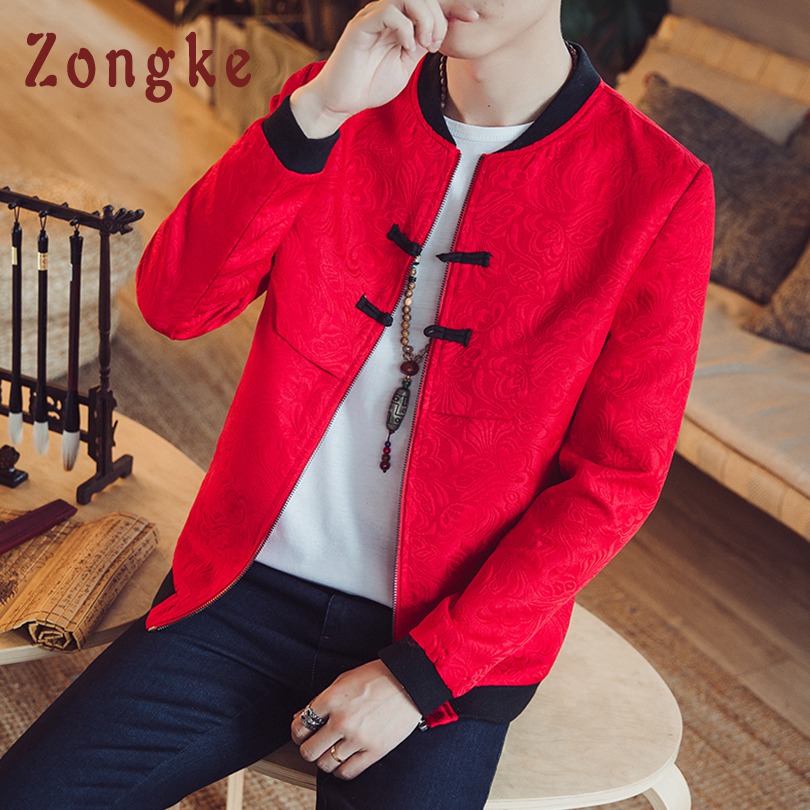 Zongke Chinese Style Floral Jacket Men Fashions Hip Hop Streetwear Bomber Jacket Men Coat Coat 5XL 2018 Autumn New