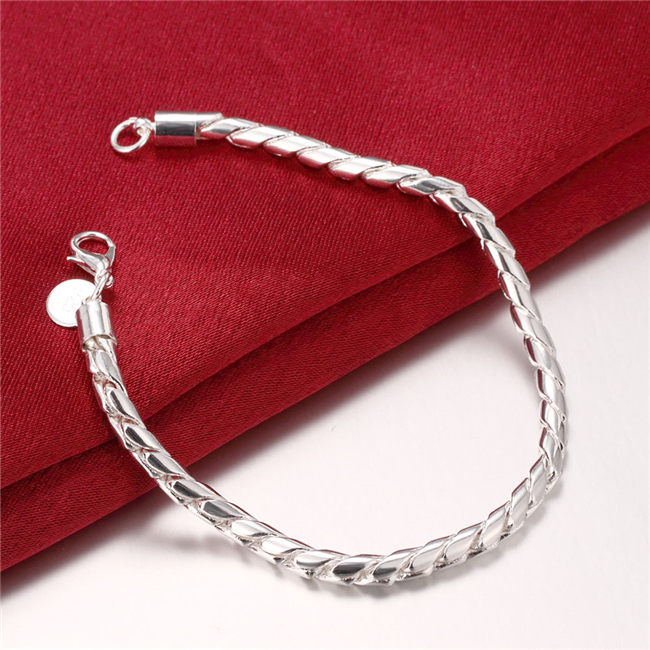Small twisted rope hand chain sterling silver plated bracelet ;Hot sale men and women 925 silver bracelet SPB210