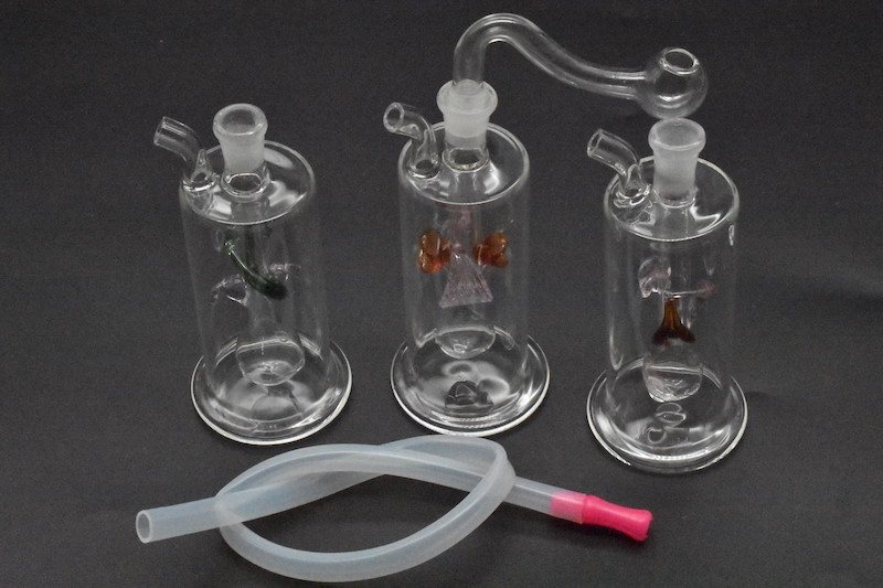 2pcs Glass Blunt Bubbler Pipe Mini Bong 10mm male Glass Bubbler pipe and mini Hookah Bong Glass Pipe Water Pipes free shipping
