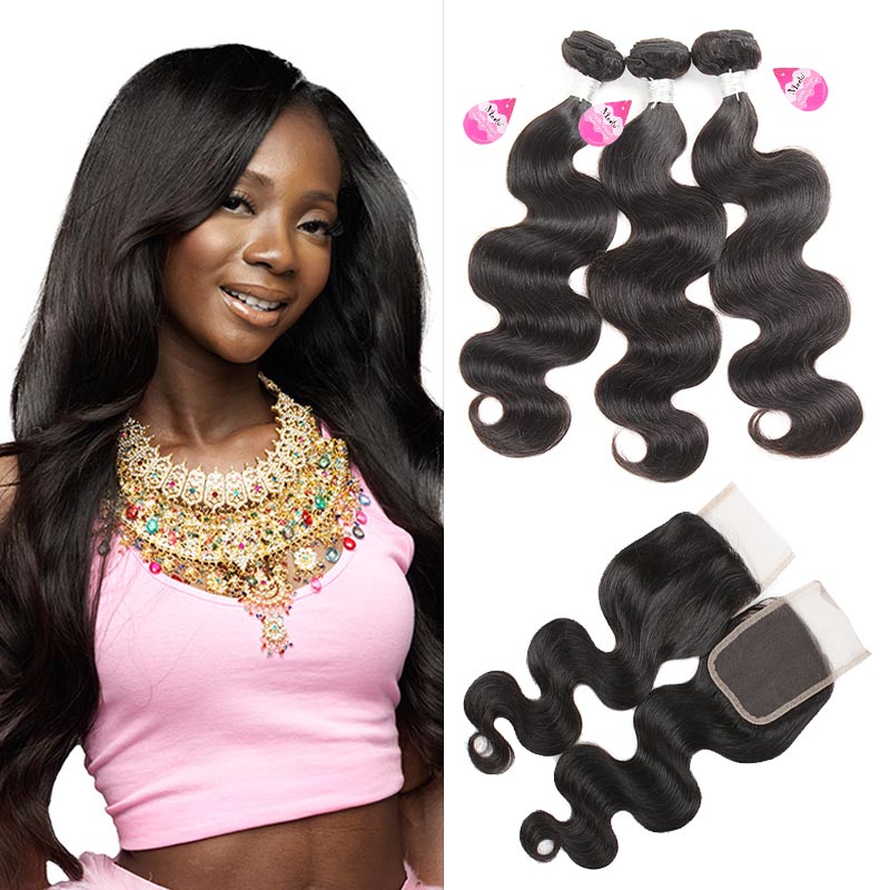 Brazilian Virgin Body Wave Human Hair with Closure 10A Brazilian Body Wave Bundles with 4*4 Free Middle 3 Part Closure Weave Bundles Wefts, Natural color
Brazilian Virgin Body Wave Human Hair with Closure 10A Brazilian Body Wave Bundles with 4*4 Free Middle 3 Part Closure Weave Bundles Wefts, Natural color