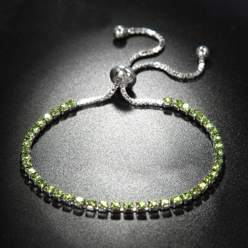 18K White Gold Plated Cubic Zircon Cluster Adjustable Box Chain Tennis Bracelets Fashion Womens Jewelry Bijoux for Party