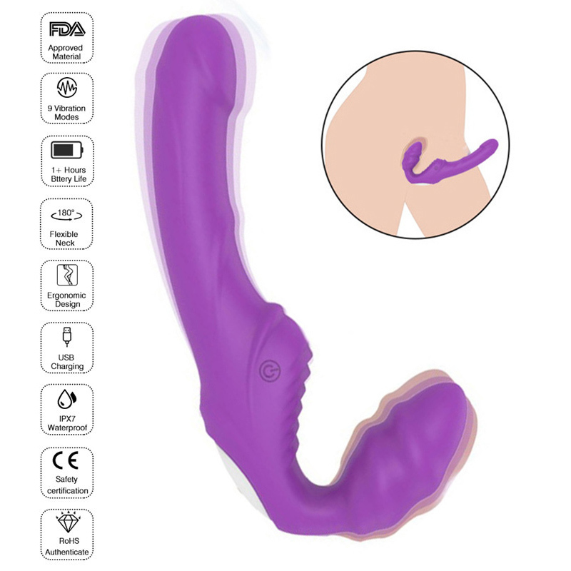 Strapless Strapon Dildo Vibrator for Woman 9 Speed Double Vibrating Lesbian Vagina G Spot Vibrator Adult Sex Toys for Couples Y18100802