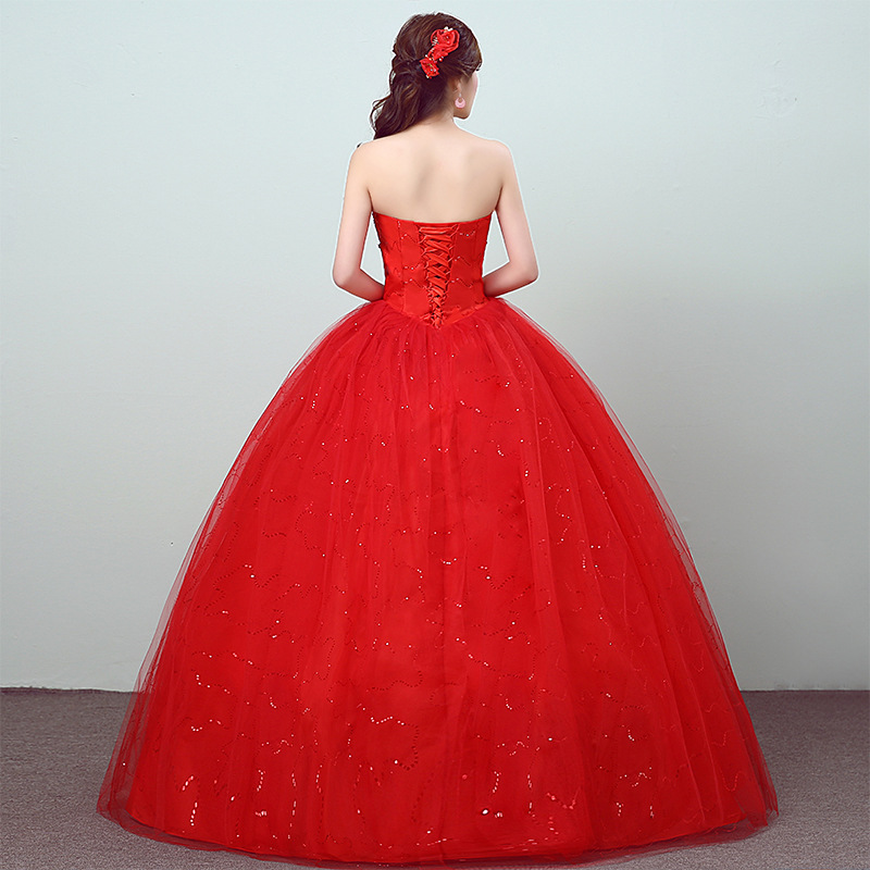 Real Photo Customized Vestidos De Novias Elegant New Spring and Summer White Strapless Simple Ball Gown Wedding Dress Bridal