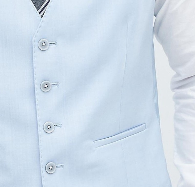 2019 Customize Slim Fit Light Blue Men Suit Best Man Groomsmen Men Wedding Suits Bridegroom (Pants+Vest)