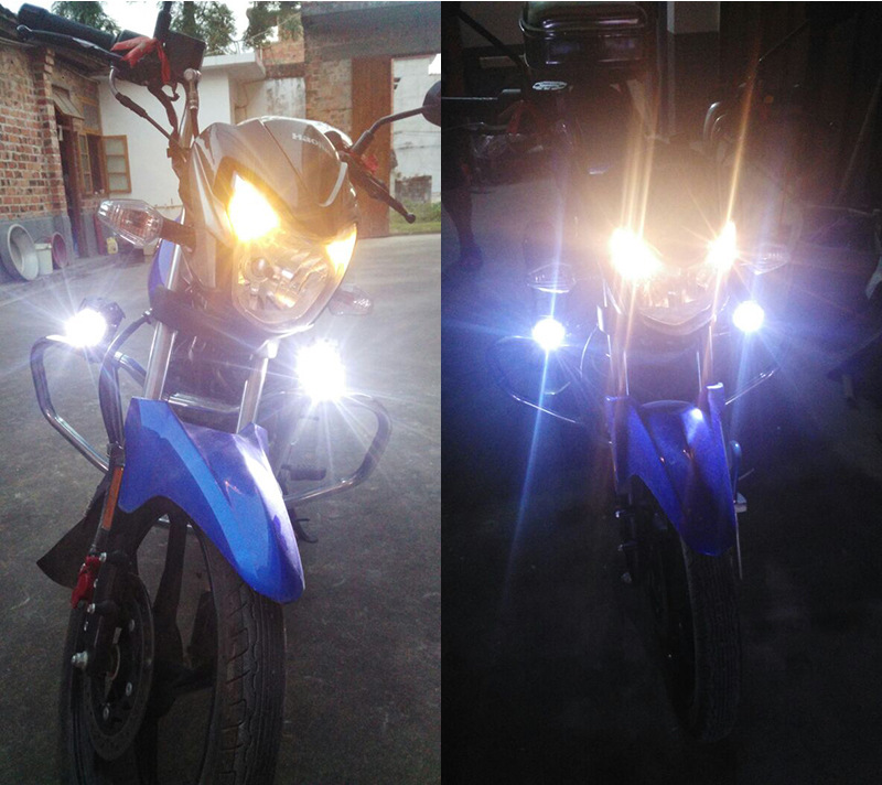 PAMPSEE 2PCS U7 Motorcycle LED Headlights 125W 3000ml Moto Auxiliary Head Lamp Lights 12V U7 LED Motobike Angel Eye Headlamp