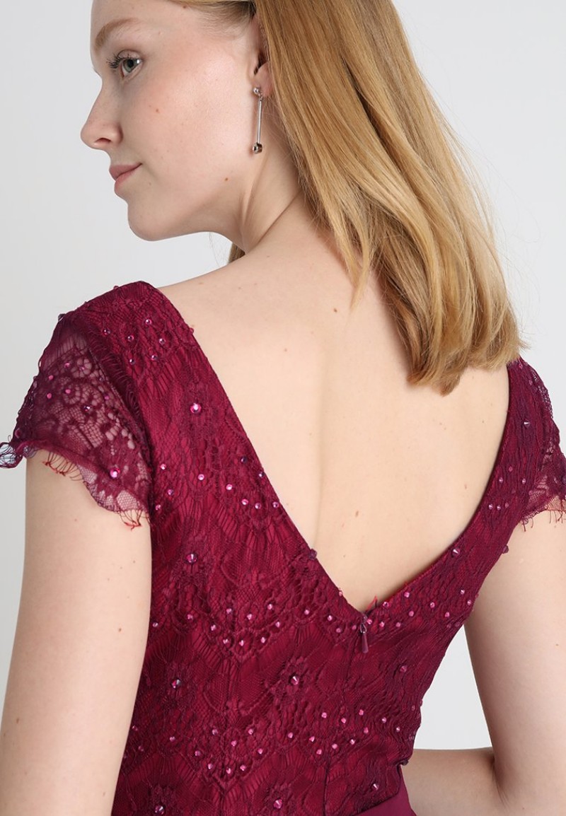 Dark Red Mother Of The Bride Dresses Custom Made Lace Sequins Beaded Chiffon Floor Length Mother Formal Dress Evening Prom Gowns