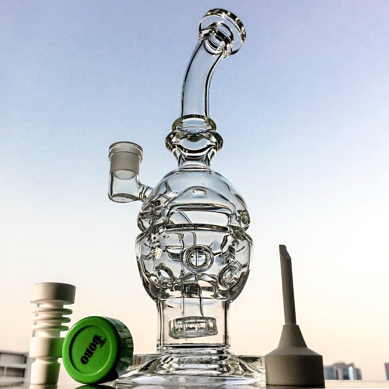 Faberge Fab Egg Hookahs Glass Bongs Swiss Perc Recycler Water Pipes 14.5mm Joint Oil Rig Showerhead Percolator Dab Rigs Free Ship