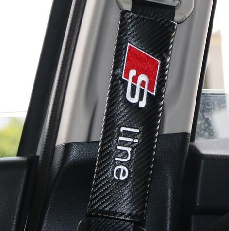 Car Sticker S line RS Development Car Safety Seat Belt Cover Soft Carbon Fiber Grain PU Strap Cover for audi Car Styling