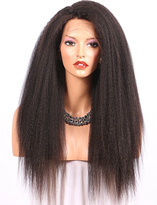 Kinky straight hd Lace Frontal Wig 130% density Laces Front Human Hair Wigs full natural pre plucked For Black Woman DIVA1