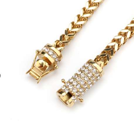 Men's Stainless Steel Gold Bracelet Iced Out Miami Cuban Link Bracelet Bling Hip Hop Jewelry For Men With Crystal Box Clasp