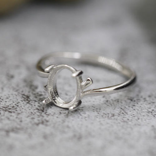 925 Sterling Silver Engagement Wedding Ring for Women 7x9 6x8 8x10 9x11 10x12 11x13mm Oval Cabochon Semi Mount Ring Setting