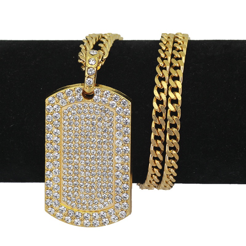 Mens Hip Hop Necklace Jewelry Full Rhinestone Iced Out Dog Tag Pendant Gold Necklaces For Men
Mens Hip Hop Necklace Jewelry Full Rhinestone Iced Out Dog Tag Pendant Gold Necklaces For Men