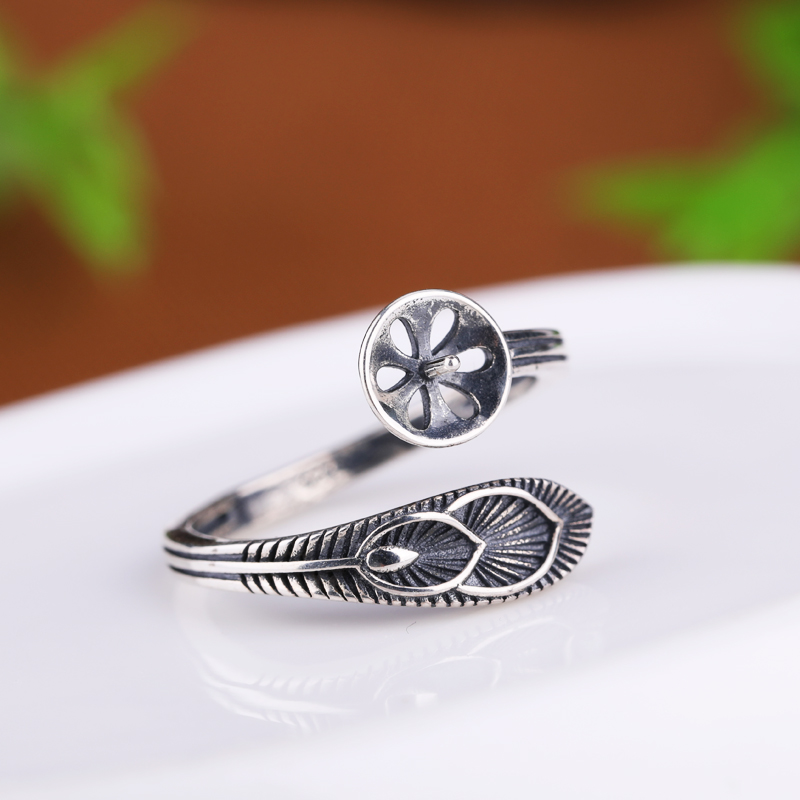 Wholesale 925 Sterling Silver Semi Mount Engagement Wedding Ring for 9-12mm Pearl or Round Bead Fine Jewelry Setting Vintage Antique