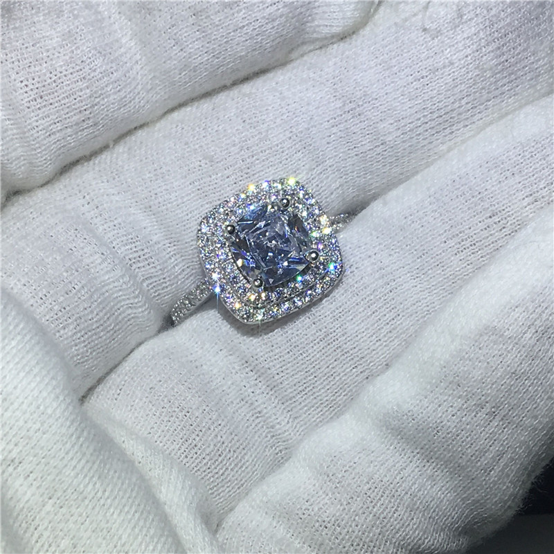 choucong Female bijoux cushion cut 3ct Diamond Jewelry 925 sterling silver Engagement Wedding Band Ring For Women