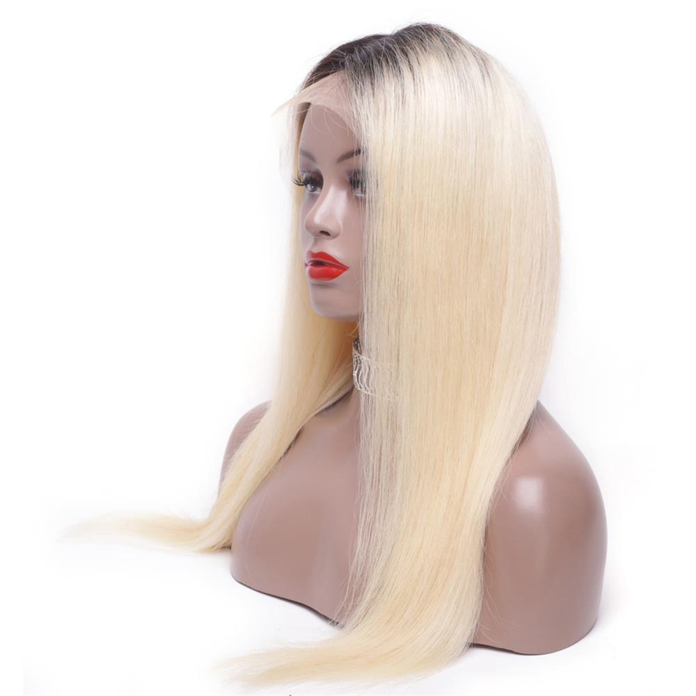 Full Lace Human Hair Wigs 150 Density Brazilian Human Hair ombre Color T1B/ 613# Straight Thick Glueless Lace Front Wigs With Baby Hair