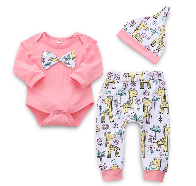 Baby Cartoon Long Sleeve Romper Set Girl Spring and Autumn Giraffe Print Suit Kids Clothes Three pieces, As picture
Baby Cartoon Long Sleeve Romper Set Girl Spring and Autumn Giraffe Print Suit Kids Clothes Three pieces, As picture