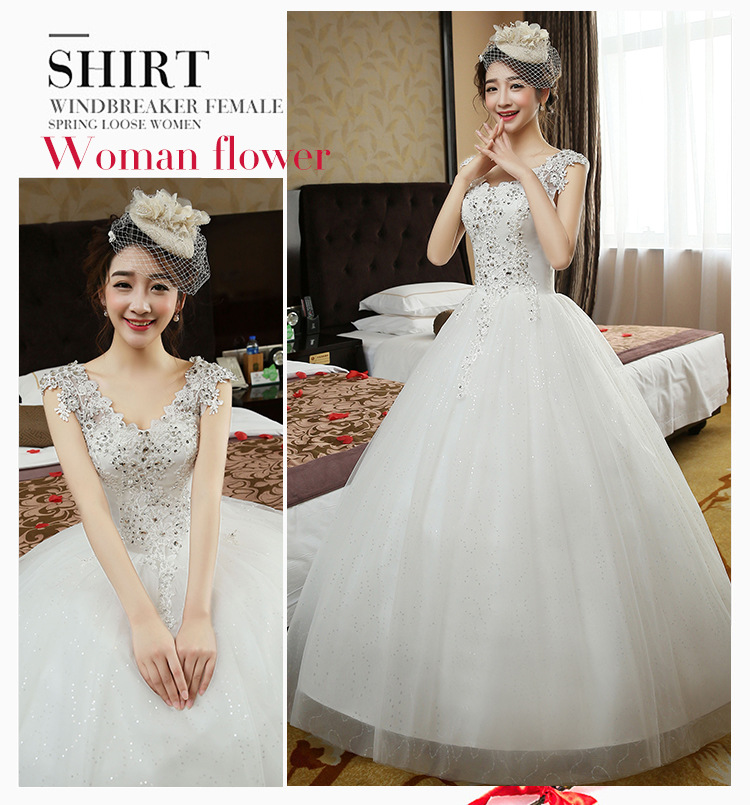 New Spring and Summer cheap white wedding frock lace up princess wedding dress romantic wedding gown dresses vestido de noiva