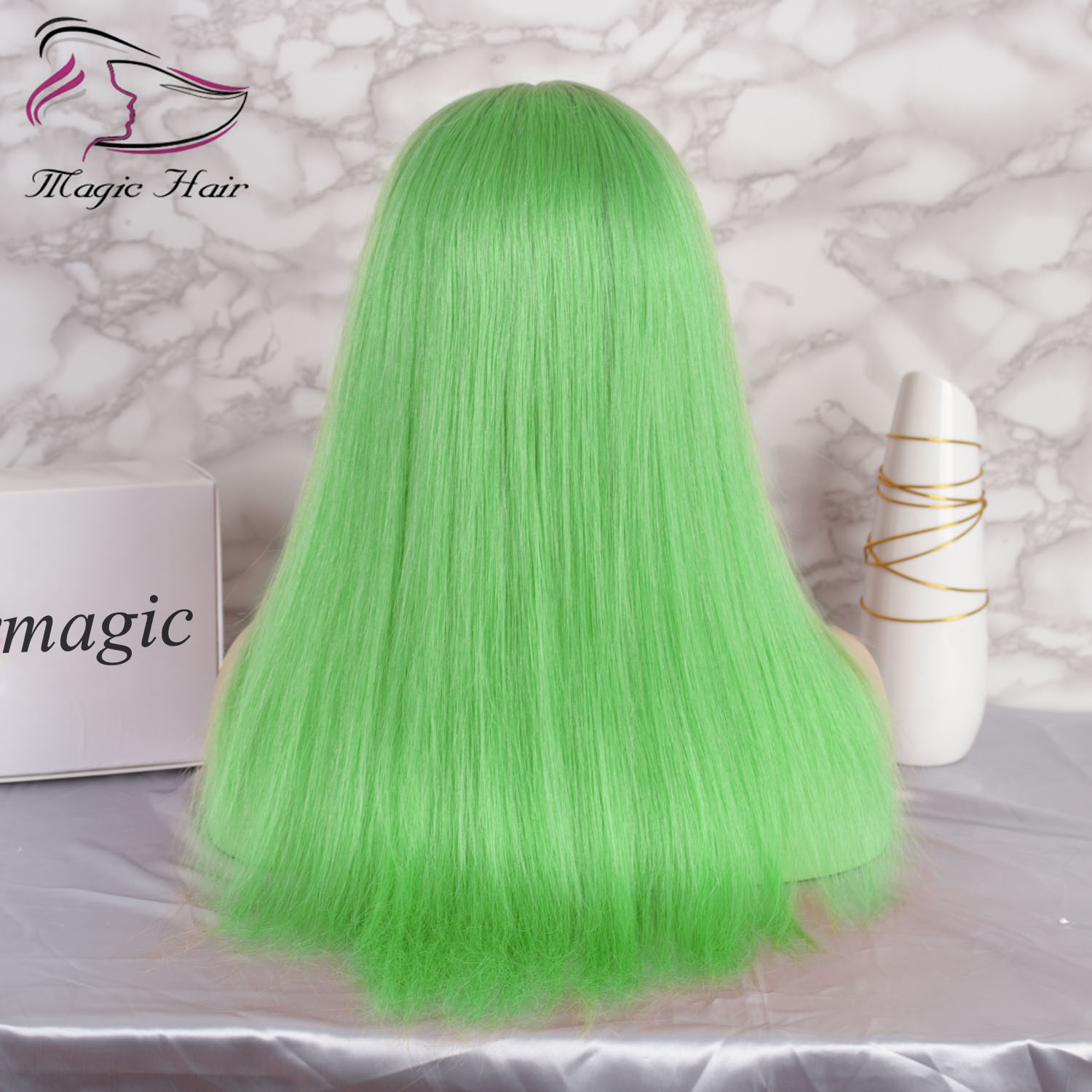 Ombre Green Color Glueless Full Lace Human Hair Wigs with Baby Hair Pre Plucked 130% Density Brazilian Virgin Hair Lace Front Wigs