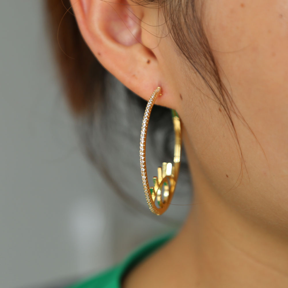 gold plated micro pave cz circle hoop turkish evil eye earring fashion lucky sign girl lady gift jewelry eye design