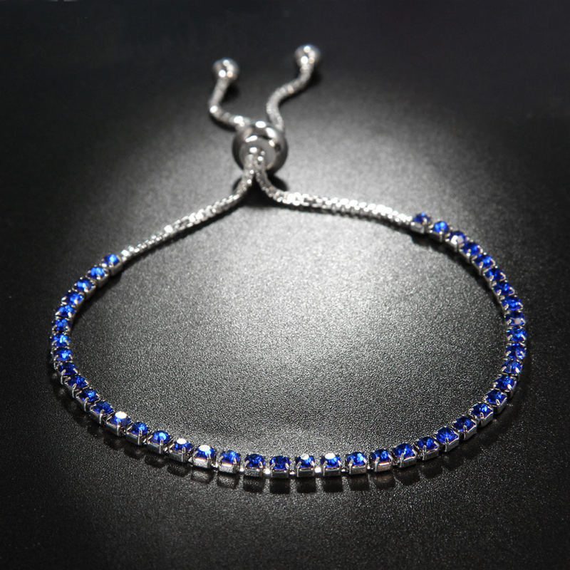 18K White Gold Plated Cubic Zircon Cluster Adjustable Box Chain Tennis Bracelets Fashion Womens Jewelry Bijoux for Party