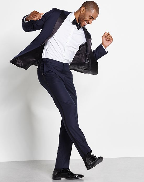 Classy Custom Made Blue Mens Wedding Suits Two Pieces Slim Fit Groomsmen Tuxedo Cheap Prom Suit(Jacket+Pants+Tie)