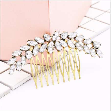 Baroque Style Greece Bridal Leaf Hair Combs Silver Gold Metal Headpiece Wedding Party Crystal Hair Pins Accessories Hair Jewelry