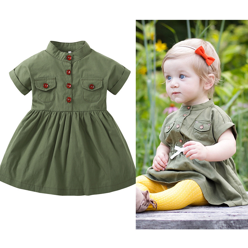 new novelty Baby Girls Army Green Dress Short Sleeved dress Summer Casual girl Princess Dresses Summer Children Clothing
new novelty Baby Girls Army Green Dress Short Sleeved dress Summer Casual girl Princess Dresses Summer Children Clothing