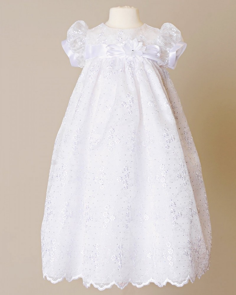 2019 Adorable Christening Dresses For Baby Girls Short Sleeve Lace Applique Beads Baptism Dress First Communication Gowns Custom Made