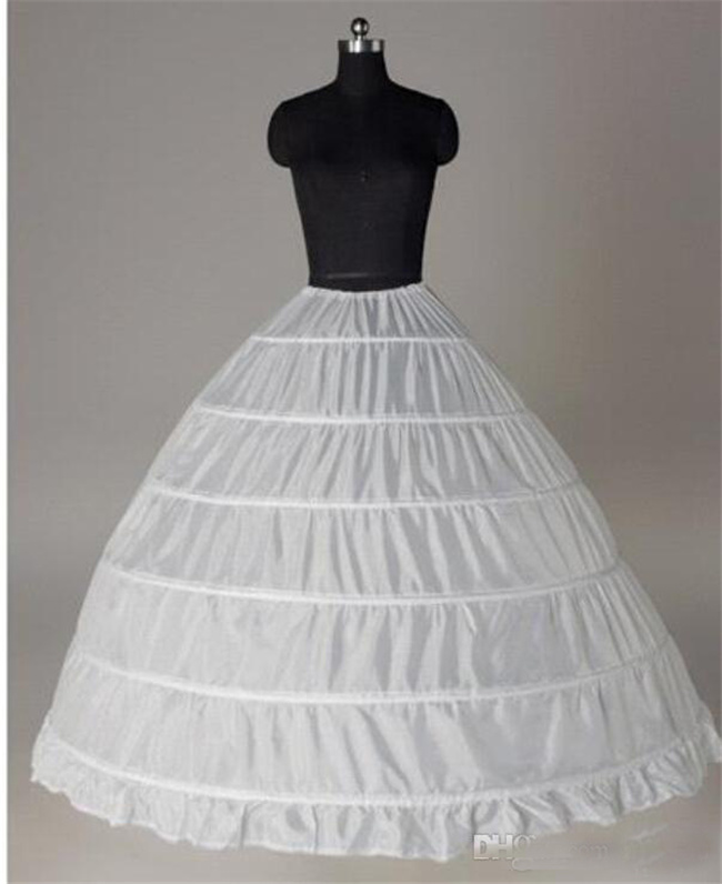 In stock Ball Gown Petticoat Cheap White Black Crinoline Underskirt Wedding Dress Slip 6 Hoop Skirt Crinoline For Quinceanera Dres